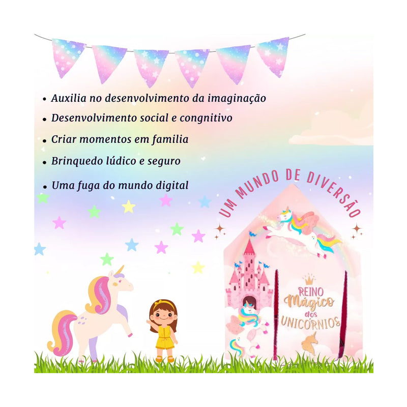 Cabana Barraca Menina Infantil Unicórnio Arco Iris Brincar