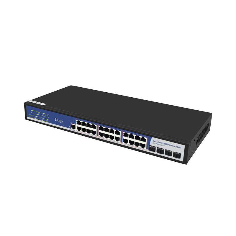 Switch Ethernet Gerenciável Z-Link ZL-SW24GL2-U4 24 portas RJ45 gigabit e 4 portas SFP