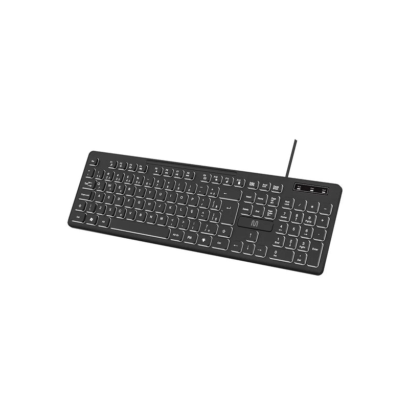 Teclado Com Fio Light 3 Níveis e LED Ajustável Teclas Silenciosas e Conexão Usb Preto - TC268