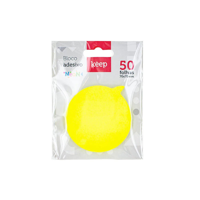 Bloco Adesivo Balloon 70x70mm Amarelo Neon 50FL Keep - EI025 - BePix