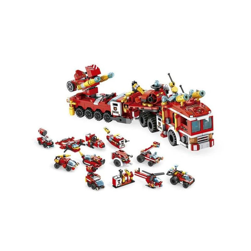 Blocos de Montar Cubic City Modelo Bombeiro 12 em 1 com 572 Peças Multikids - BR1094 - BePix