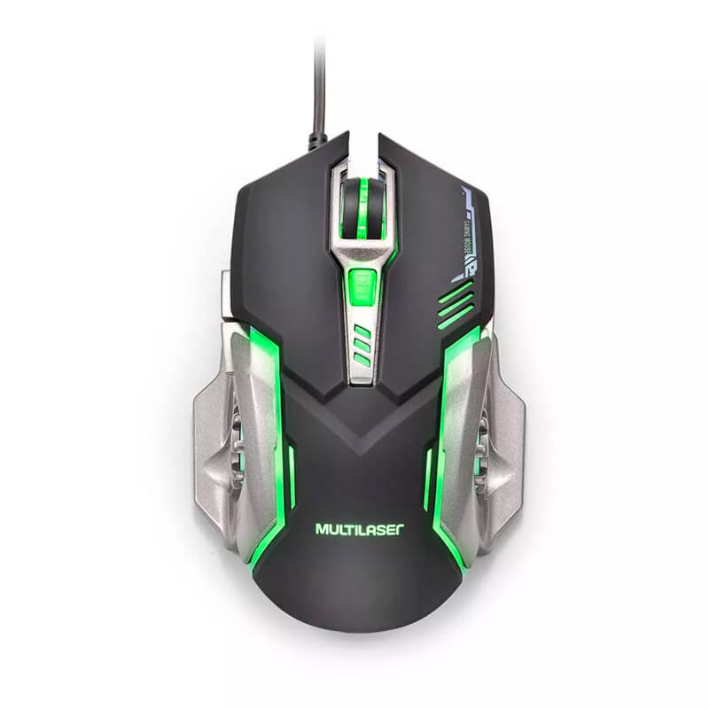 Mouse Gamer DPI 2400 Preto/Grafite Multilaser - MO269 - BePix