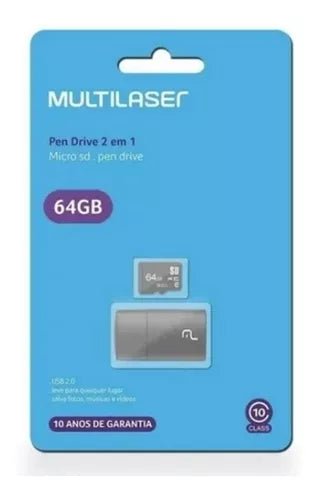 Pen drive 2 em 1 Classe 4 Micro SD 64GB Multilaser - MC164 - BePix