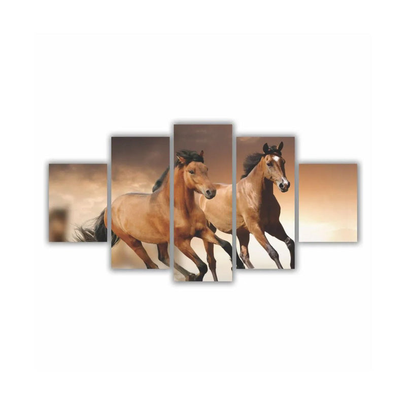 Quadros Decorativos MDF Corrida de Cavalos Marrom - BePix