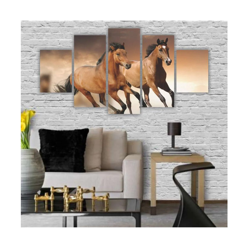 Quadros Decorativos MDF Corrida de Cavalos Marrom - BePix