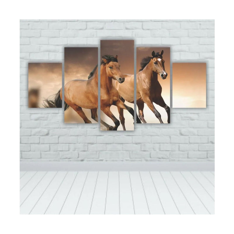 Quadros Decorativos MDF Corrida de Cavalos Marrom - BePix