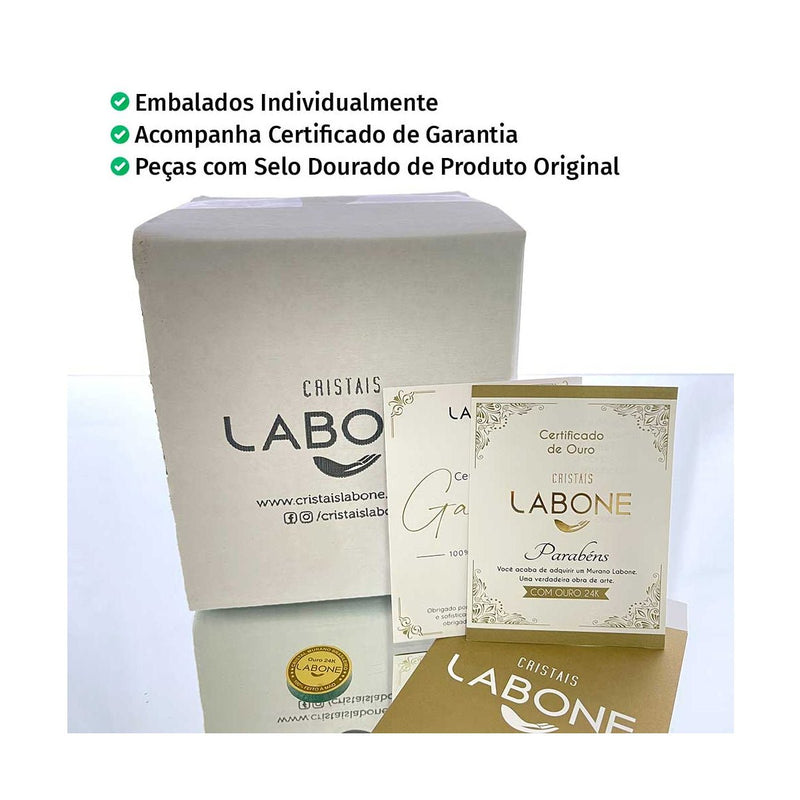 Vaso Laura P Verde Cha com Ouro 24K - BePix